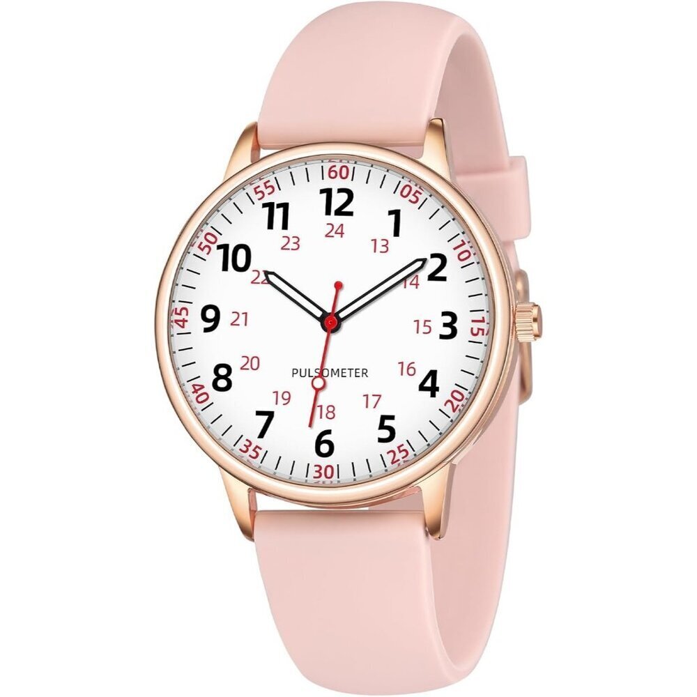 Women's Rose Gold Waterproof Analog Silicone Stylish Second Hand Buckle Watch